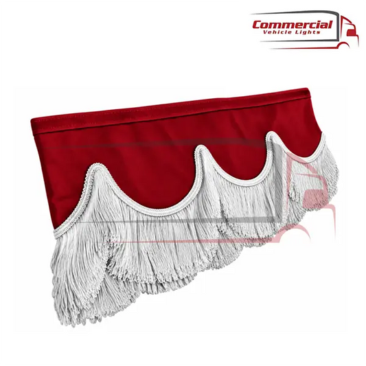 Universal Truck Front Window Pelmet Red With White Tassels Universal