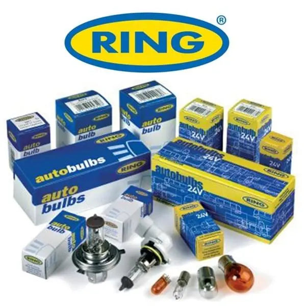 RING R241 24V 21W Brake, Indicator, Reverse, Fog Bulbs x 10 displayed in packaging with loose bulbs in front. Suitable for 24V vehicles.
