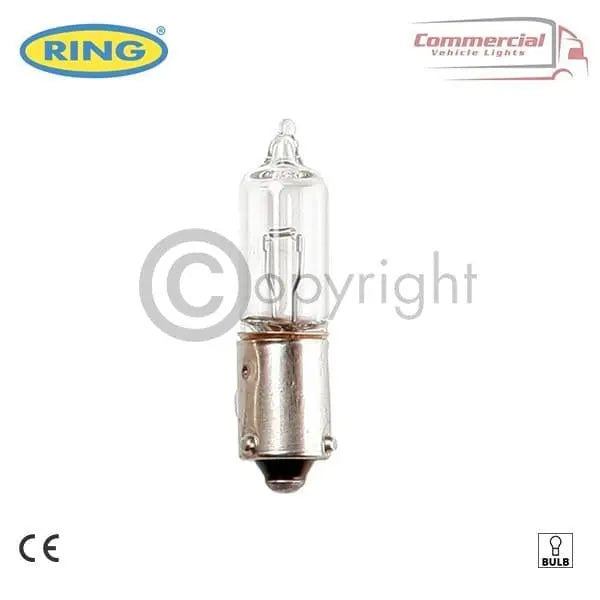 Ring R535 24v 21w Miniature Halogen Bulbs X 10, clear glass design, suitable for 24V commercial vehicles, shockproof, waterproof, packaged in a set of ten.