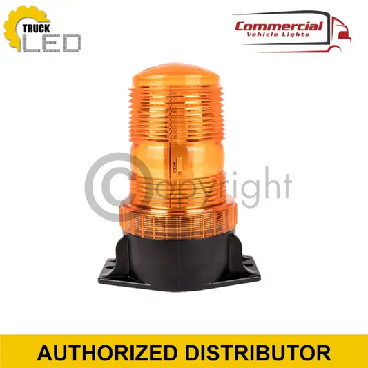 LED Flashing Beacon/Warning Lamp with Screw Base 12/24V, amber light, black base, 30 LEDs, durable ABS plastic, magnetic mount, shockproof, waterproof, ECE approved.