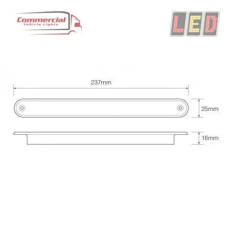 12V Stop/Tail Strip Lamp - 235R12E LED Autolamp