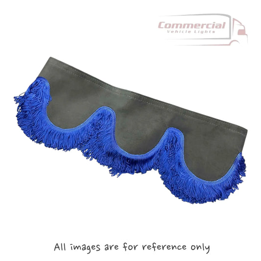 Universal Truck Front Window Pelmet Grey With BLUE Tassels Universal