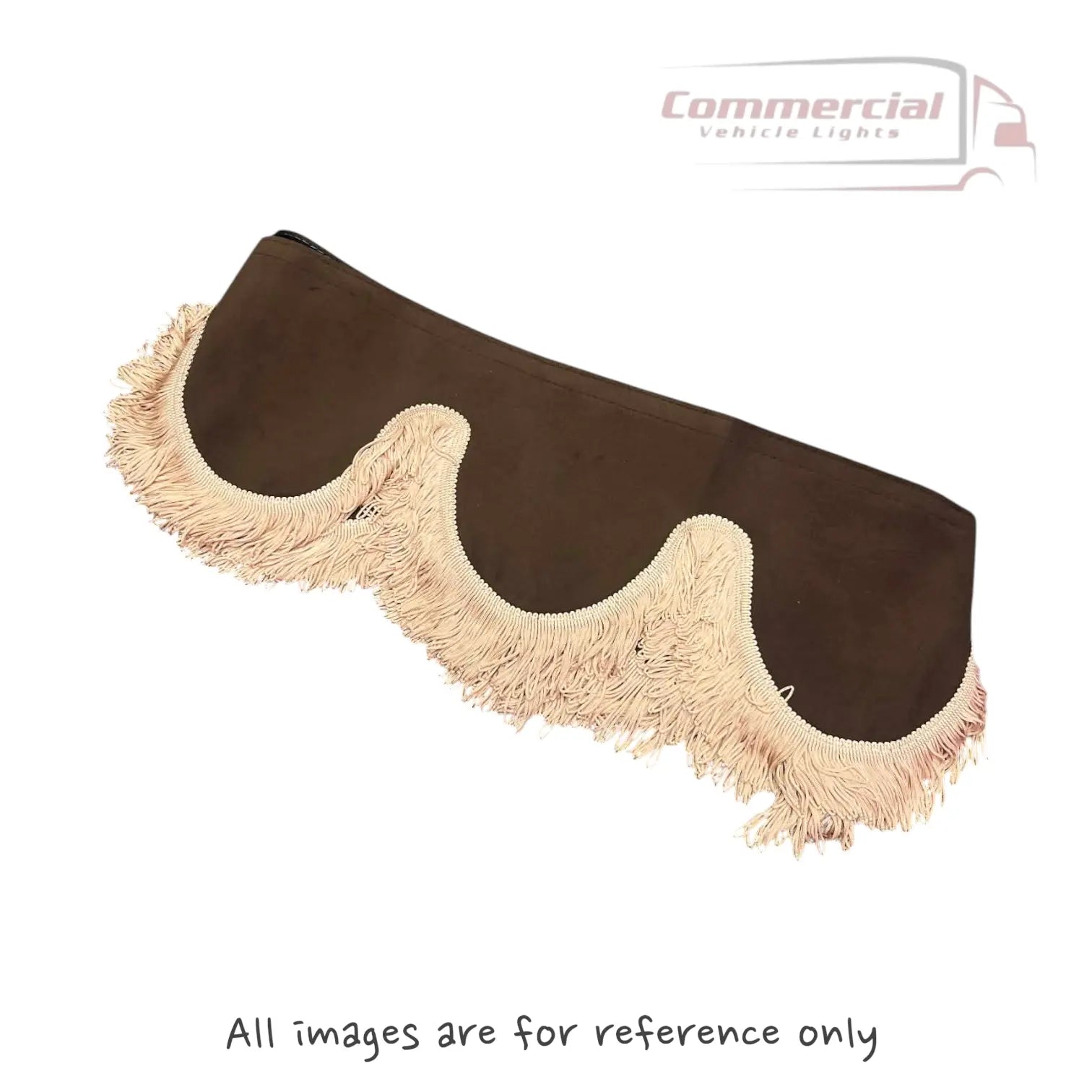 Universal Truck Front Window Pelmet Dark Brown Cream Tassels Universal