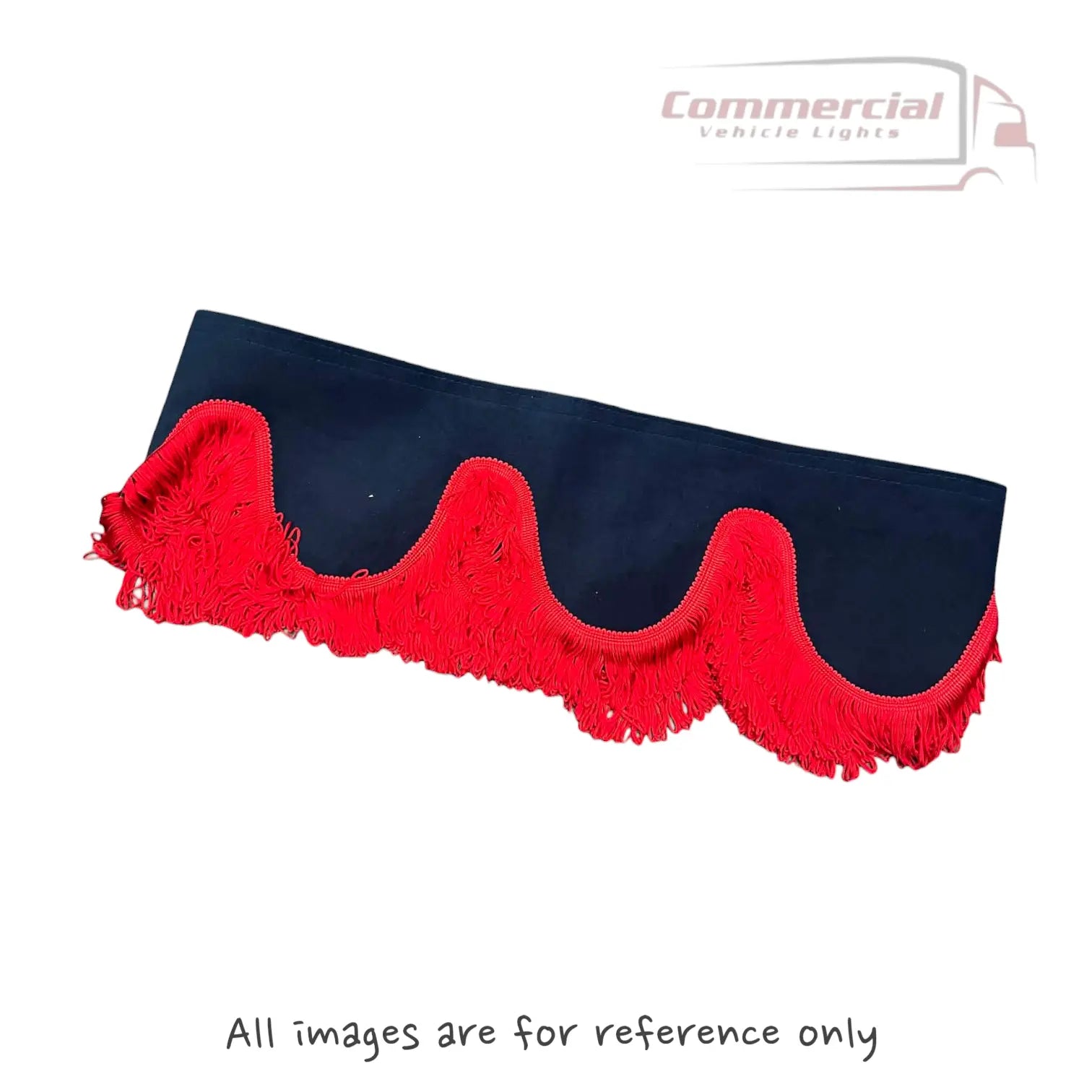 Universal Truck Front Window Pelmet Navy Blue With RED Tassels Universal