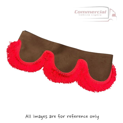 Universal Truck Front Window Pelmet Dark Brown With RED Tassels Universal