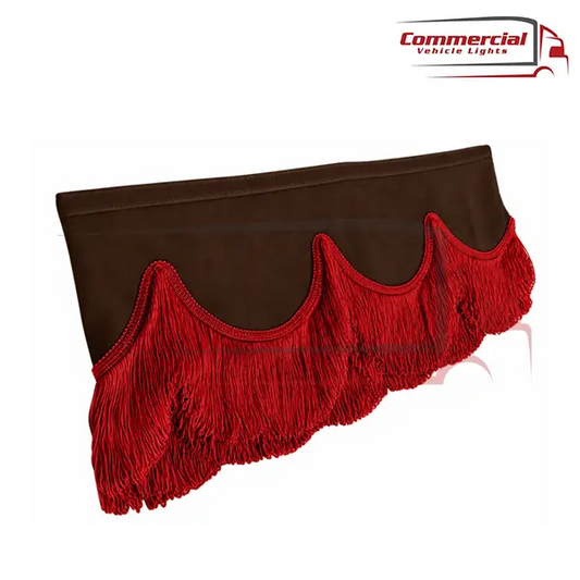 Universal Truck Front Window Pelmet Dark Brown With RED Tassels Universal
