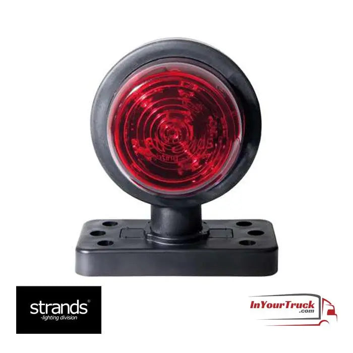 Strands Viking Outline Marker Lamp Rubber Arm - Short Swivel, featuring a red marker lamp on a black base from Strands Lighting, suitable for 60mm side marker lights.