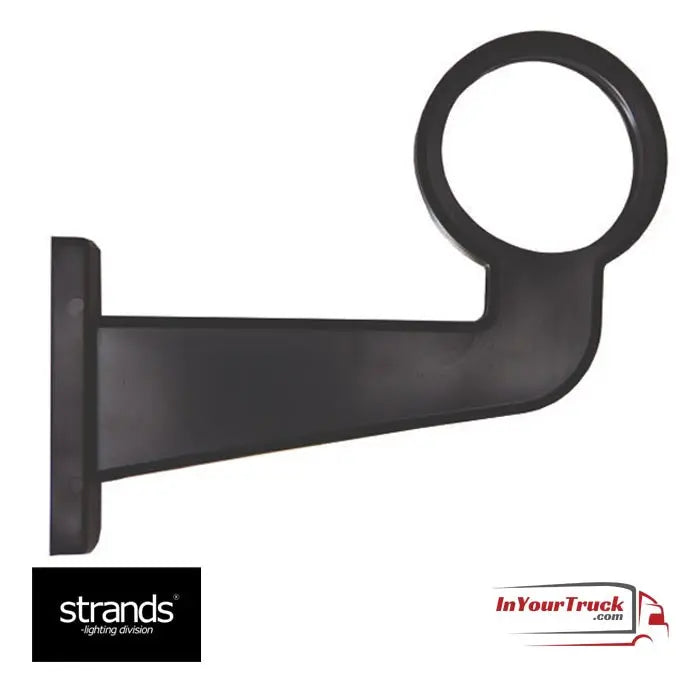 Strands Viking Outline Marker Lamp Rubber Arm - Long: Black mounting bracket with a flat plate and circular clamp, designed for 60mm Strands Viking LED inserts.
