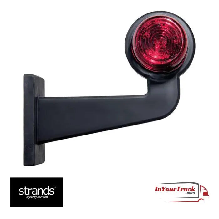 Strands Viking Outline Marker Lamp Rubber Arm - Long features a black L-shaped bracket with a red lens, ideal for trucks and trailers, ADR-approved.