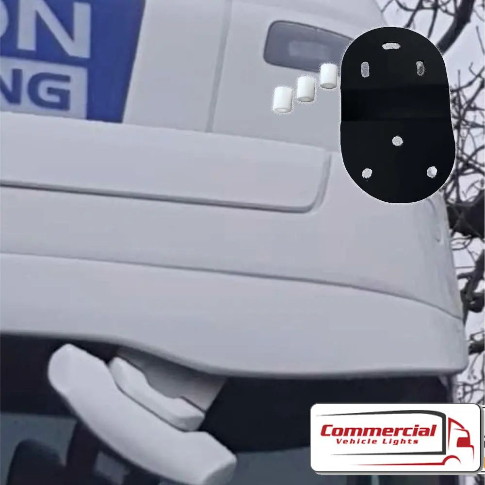 Volvo FH V4/V5/Aero Visor Mirror Extension with mounting-bracket and spacers, enhancing visibility by lowering mirror height for trucks with deeper visors.