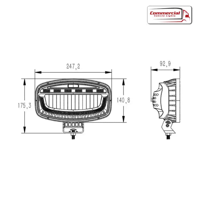 Jumbo LED Driving Spot Light With Dual Colour DRL Light & Amber Warning Strobe Universal