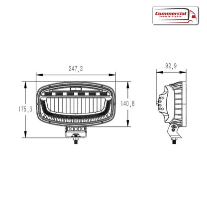 Jumbo LED Driving Spot Light With Dual Colour DRL Light & Amber Warning Strobe Universal