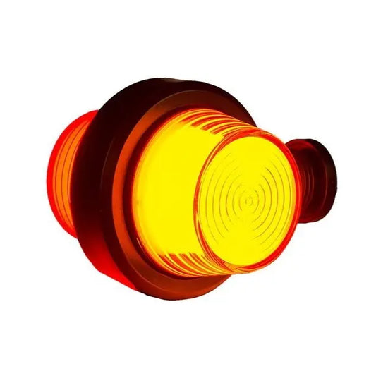 Amber cylindrical LED marker light with concentric ridges, Short Arm Old School LED Marker Light Amber-Amber Neon Horpol LD 2608, features durable, weather-resistant construction for vintage vehicles.