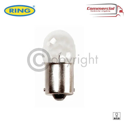 Ring R245 12V 10W Standard Side and Tail Bulb Ba15s, clear glass, bayonet base, shockproof, waterproof, package of 10 bulbs for commercial vehicles.