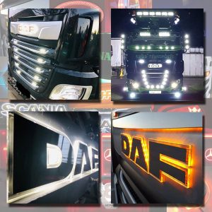 DAF BACK-LIT LED NAME BADGE CHROME EURO 6
